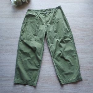 Patagonia Rtyth 100% Organic Cotton Utility Capri Pants Zip Pocket Green Women M